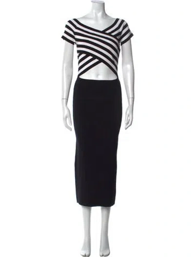 Pre-owned Le Superbe Striped Long Dress In Black
