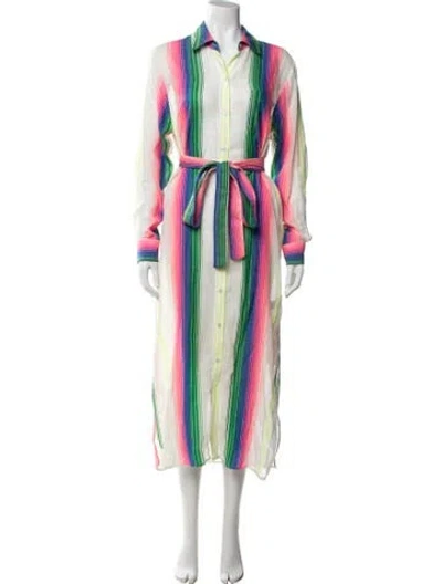 Pre-owned Le Superbe Striped Long Dress In White