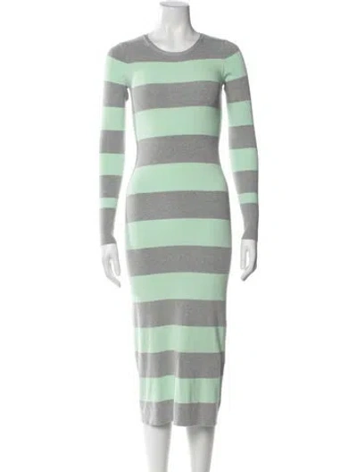 Pre-owned Le Superbe Striped Midi Length Dress In Green