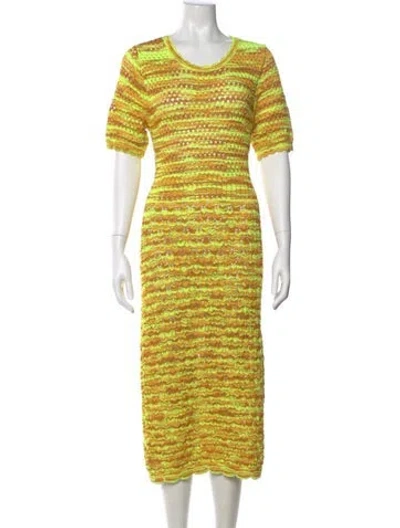 Pre-owned Le Superbe Striped Midi Length Dress In Green