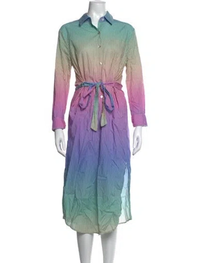 Pre-owned Le Superbe Striped Midi Length Dress In Neutrals