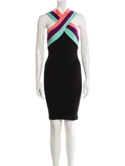 Pre-owned Le Superbe Striped Mini Dress In Black