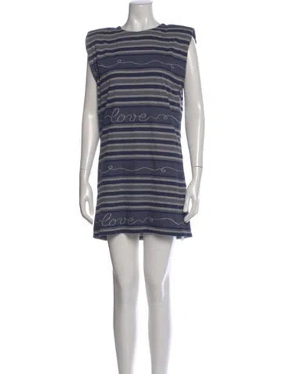 Pre-owned Le Superbe Striped Mini Dress In Blue