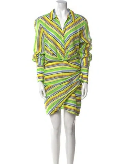 Pre-owned Le Superbe Striped Mini Dress In Green