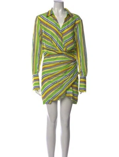 Pre-owned Le Superbe Striped Mini Dress In Green