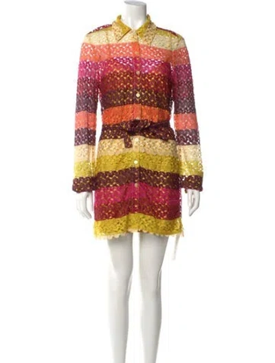Pre-owned Le Superbe Striped Mini Dress In Yellow