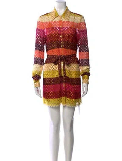Pre-owned Le Superbe Striped Mini Dress In Yellow