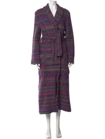 Pre-owned Le Superbe Striped Open Front Sweater In Purple