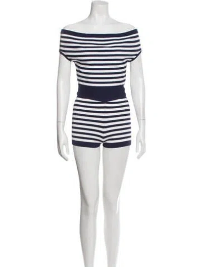 Pre-owned Le Superbe Striped Skirt Set W/ Tags In Blue