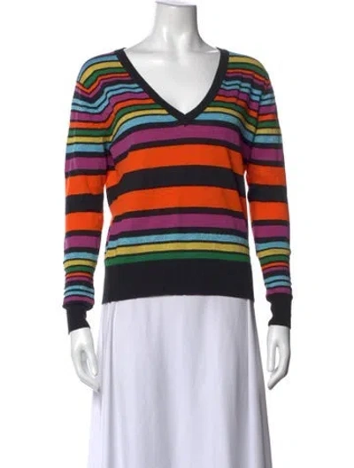 Pre-owned Le Superbe Striped V-neck Sweater In Multi