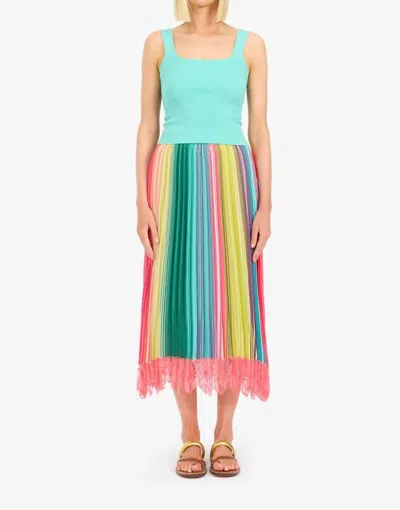 Le Superbe Super Stripe Pleated Skirt In Summer Time In Multi