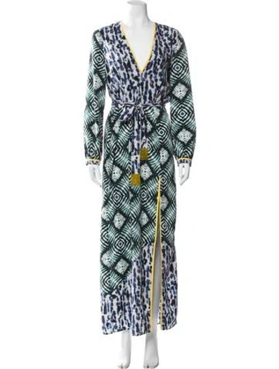 Pre-owned Le Superbe Tie-dye Print Long Dress In Blue