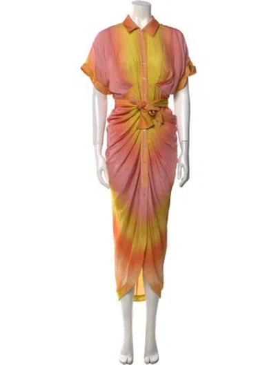 Pre-owned Le Superbe Tie-dye Print Long Dress In Orange