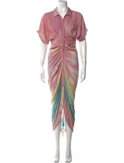 Pre-owned Le Superbe Tie-dye Print Long Dress In Pink