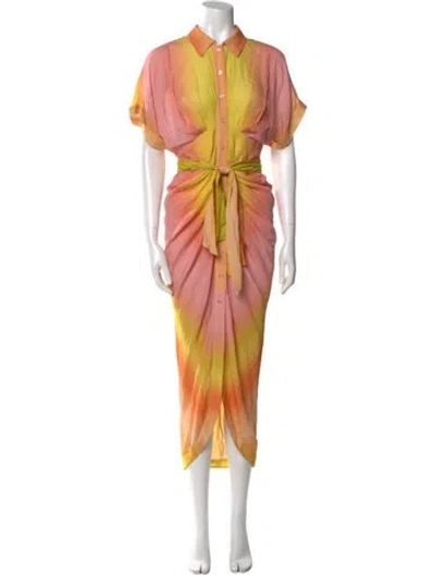 Pre-owned Le Superbe Tie-dye Print Long Dress W/ Tags In Orange
