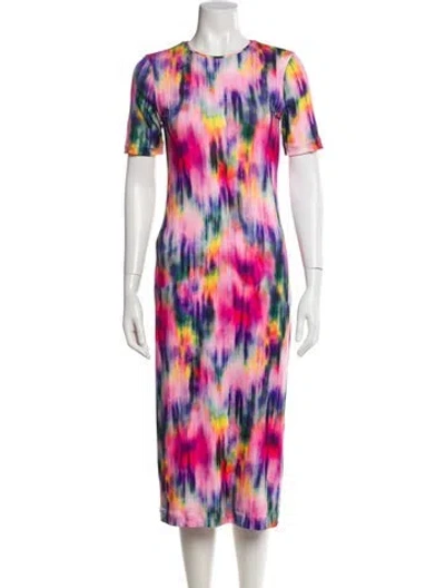 Pre-owned Le Superbe Tie-dye Print Midi Length Dress In Pink