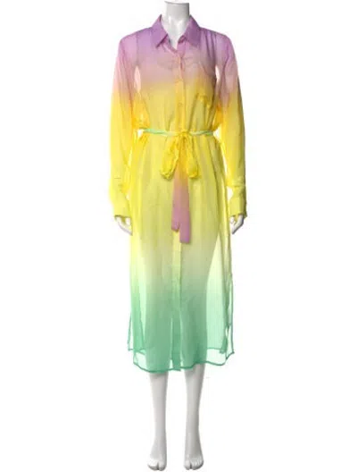 Pre-owned Le Superbe Tie-dye Print Midi Length Dress In Purple