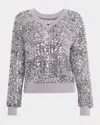 Le Superbe Touch Of Gray Sequined V-neck Sweater In Smoke