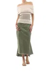 Le Superbe Very Mindful Denim Midi Skirt In Green