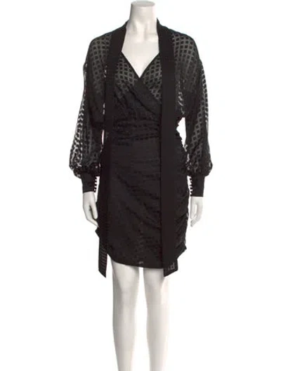 Pre-owned Le Superbe V-neck Knee-length Dress In Black