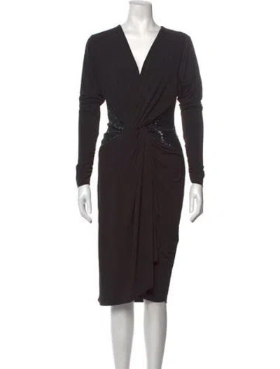Pre-owned Le Superbe V-neck Knee-length Dress In Red