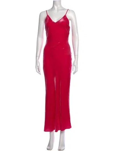 Pre-owned Le Superbe V-neck Long Dress In Pink