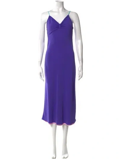 Pre-owned Le Superbe V-neck Long Dress In Purple