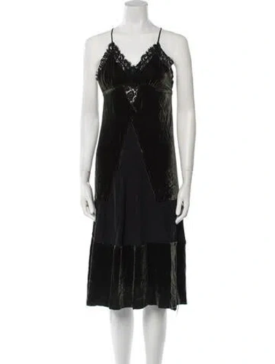 Pre-owned Le Superbe V-neck Midi Length Dress In Black