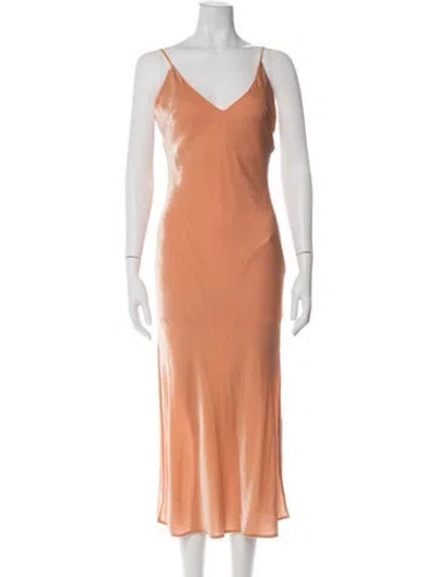 Pre-owned Le Superbe V-neck Midi Length Dress In Pink
