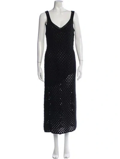 Pre-owned Le Superbe V-neck Midi Length Dress W/ Tags In Black