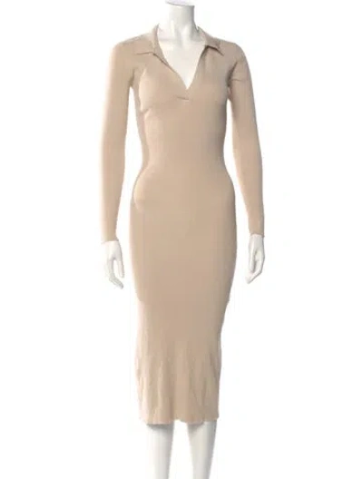 Pre-owned Le Superbe V-neck Midi Length Dress W/ Tags In Neutral