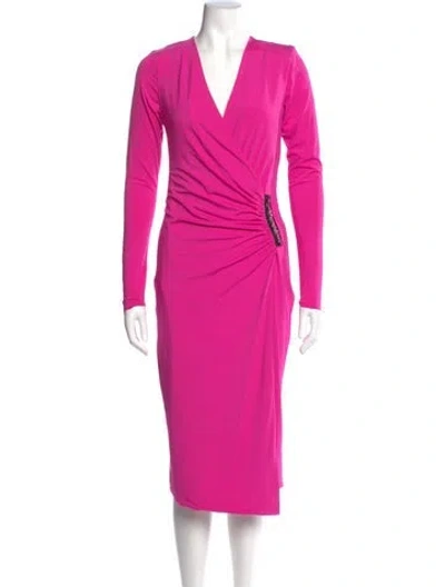 Pre-owned Le Superbe V-neck Midi Length Dress W/ Tags In Pink