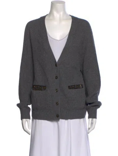 Pre-owned Le Superbe V-neck Sweater In Gray
