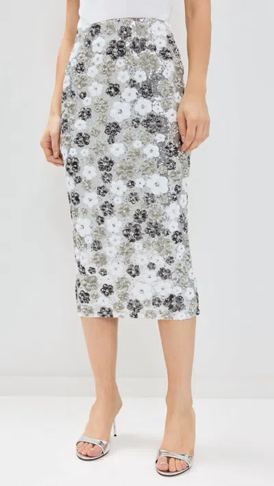 Le Superbe Winter Garden Liza Midi Skirt In Winter Floral In White