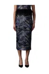 Le Superbe Floral Skirt In Midnight Abstract