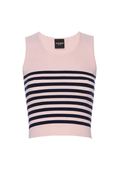 Le Superbe Women's Tanks A Lot Stripe Top In Light Pink/navy In Multi