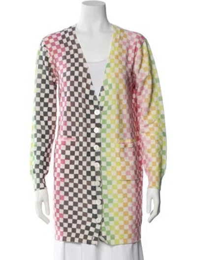 Pre-owned Le Superbe Wool Plaid Print Sweater In Pink