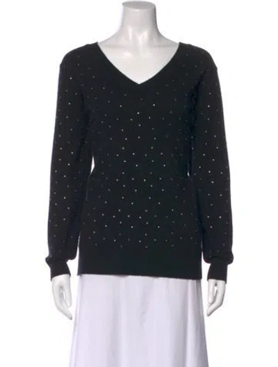 Pre-owned Le Superbe Wool Polka Dot Print Sweater In Black