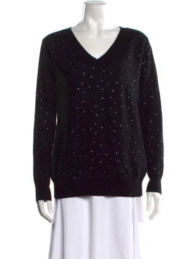 Pre-owned Le Superbe Wool V-neck Sweater In Black