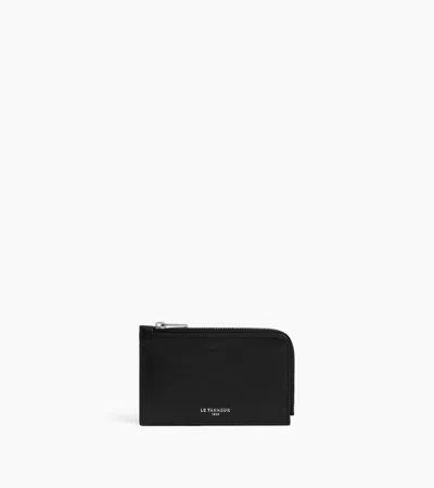 Le Tanneur Albertine Zipped Card Holder In Smooth Leather In Black