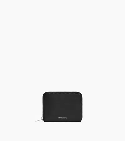 Le Tanneur Albertine Zipped Coin Purse With Removable Card Holder In Smooth Leather In Black