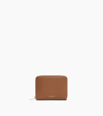 Le Tanneur Albertine Zipped Coin Purse With Removable Card Holder In Smooth Leather In Tan Brown