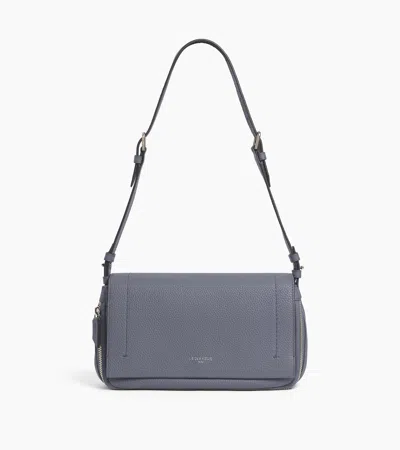 Le Tanneur Aurore Small Shoulder Bag In Grained Leather In Steel Blue