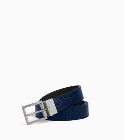 Le Tanneur Ceinture Réversible Homme Avec Boucle Rectangle En Cuir Grainé In Noir Bleu