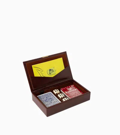 Le Tanneur Small Leather Bridge Game Case In Brown