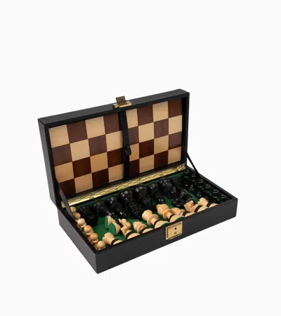 Le Tanneur Large Leather Chessboard In Black