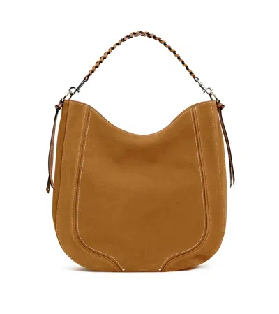 Le Tanneur Ella Medium Hobo Bag In Grained Leather And Nubuck In Brown