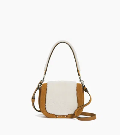 Le Tanneur Ella Medium Shoulder Bag In Suede And Reversed Sheepskin In Brown