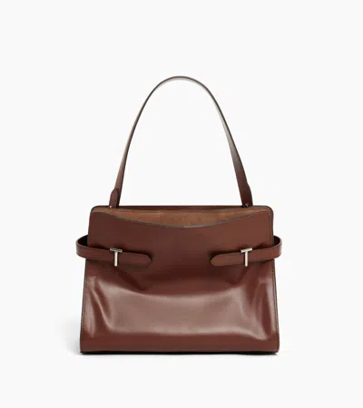 Le Tanneur Sac Porté Épaule Grand Modèle Emie En Cuir Lisse Et Nubuck In Brown