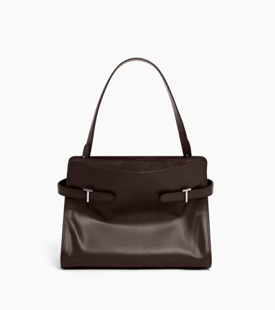 Le Tanneur Emie Large Handbag In Smooth Leather And Nubuck In Brown Arabica
